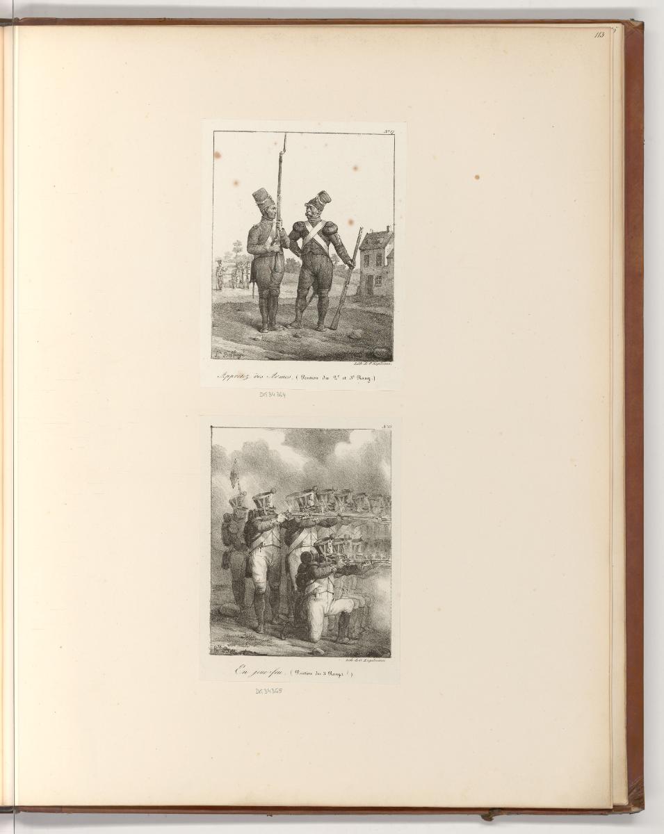 Französische Druckgrafiken des 19. Jahrhunderts, Appretez vos Armes; En joue feu, Inv. Nr.: Fra…