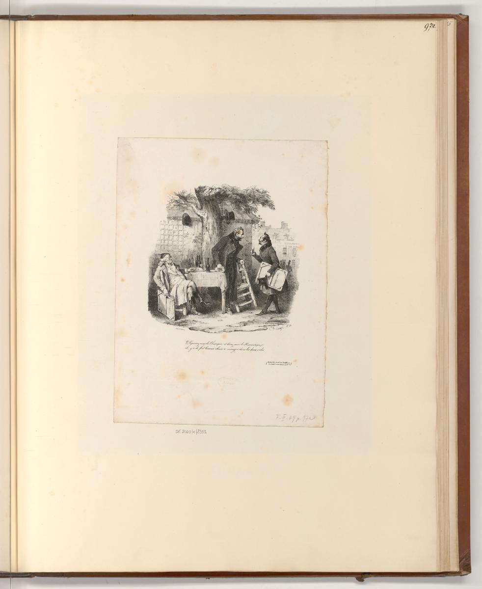 Französische Druckgrafiken des 19. Jahrhunderts, Künstler an einem Tisch im Freien, Inv. Nr.: F…
