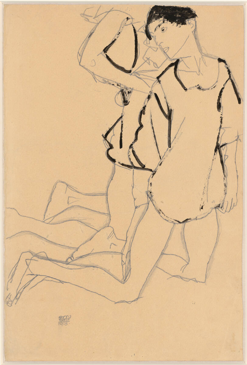 Parallelogramm (Kniendes Paar), Egon Schiele, 1913