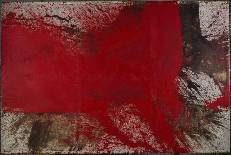 Hermann Nitsch, Bodenschüttbild, 1995  Aus dem Roten Zyklus, Serie I (6-teilig), Inv. Nr.: EDLS…