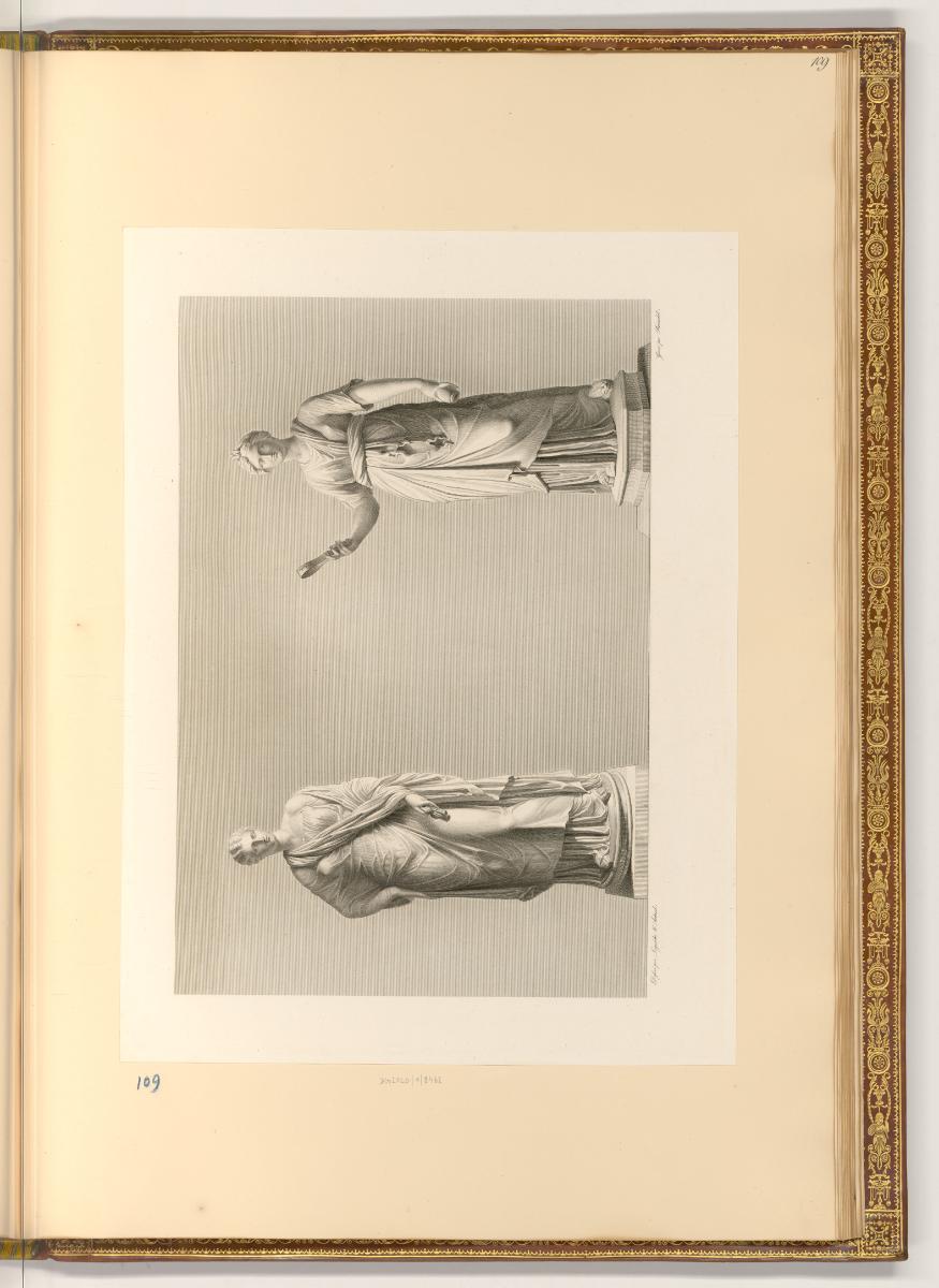 Abbildungen von Skulpturen in französischen Museen, Antike weibliche Statue, Inv. Nr.: Frankrei…