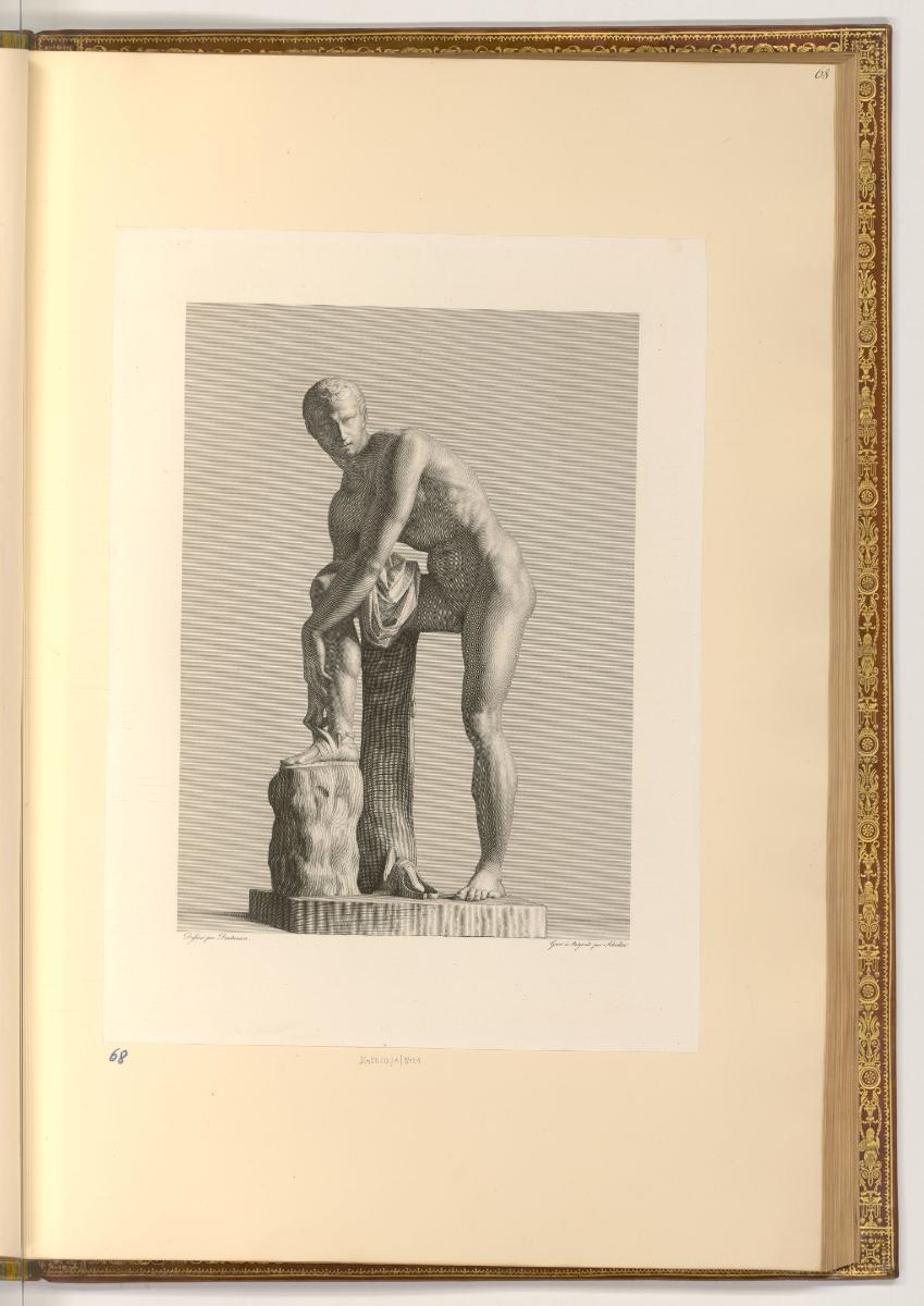 Abbildungen von Skulpturen in französischen Museen, Antike männliche Statue, Inv. Nr.: Frankrei…