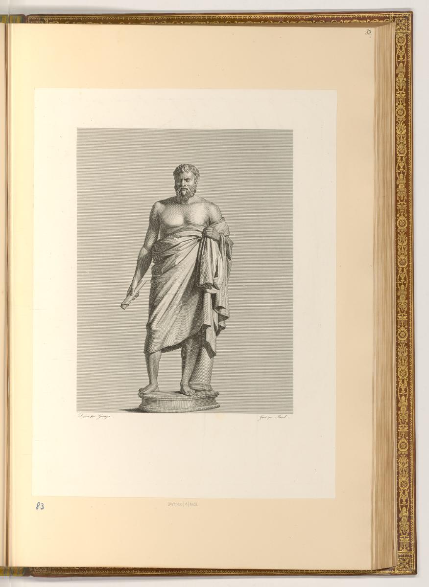 Abbildungen von Skulpturen in französischen Museen, Antike männliche Statue, Inv. Nr.: Frankrei…