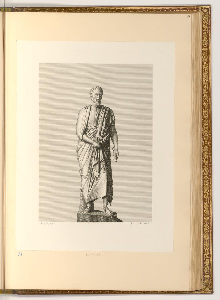 Abbildungen von Skulpturen in französischen Museen, Antike männliche Statue, Inv. Nr.: Frankrei…
