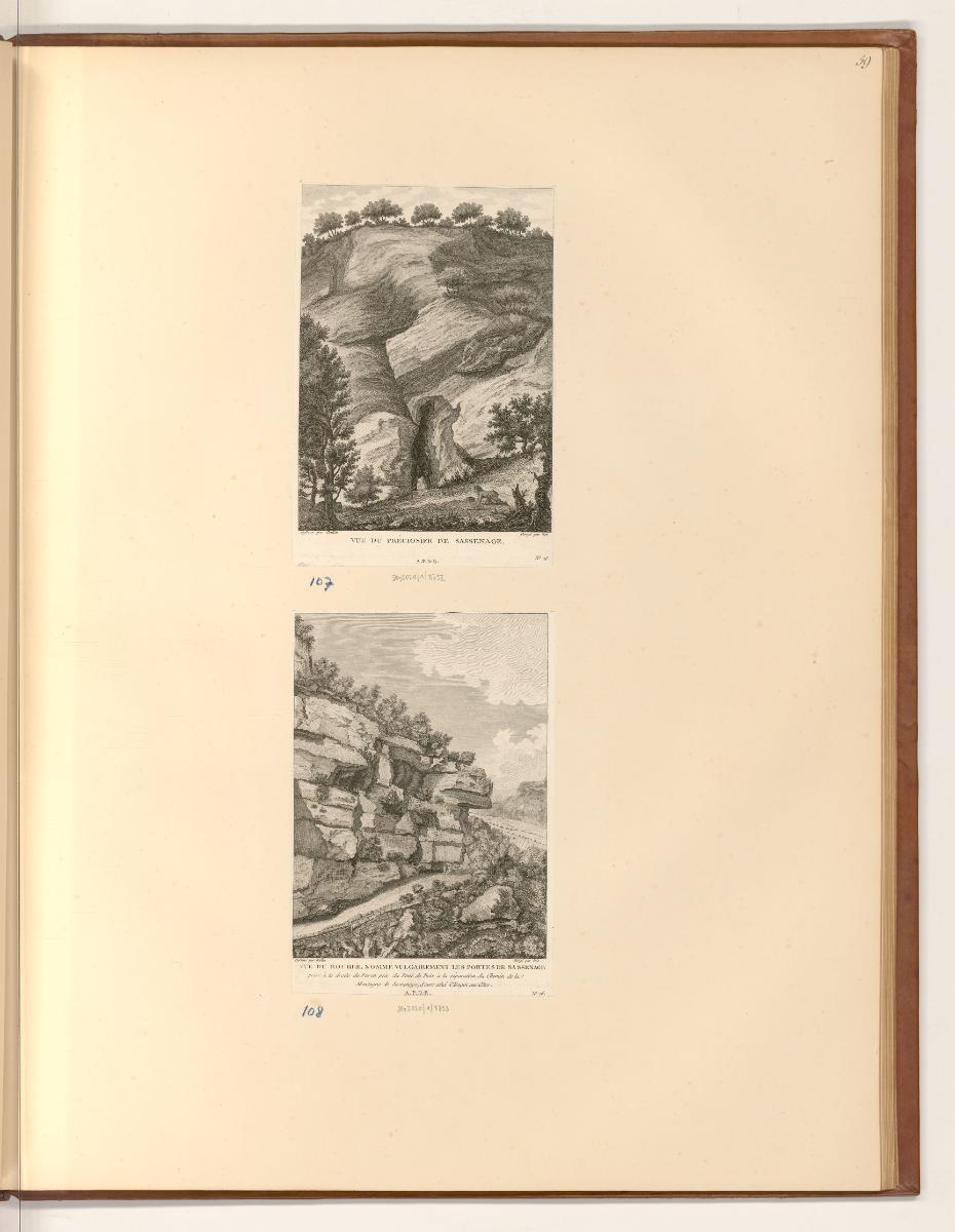 Ansichten von Frankreich, Vue du préciosier de Sassenage; Vue du rocher, nommé vulgairement les…