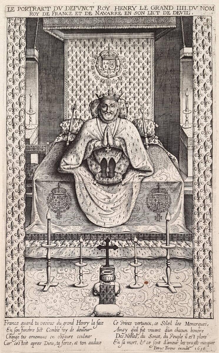 Anonym, Der Leichnam von König Heinrich IV. von Frankreich auf dem Paradebett im Palais du Louv…