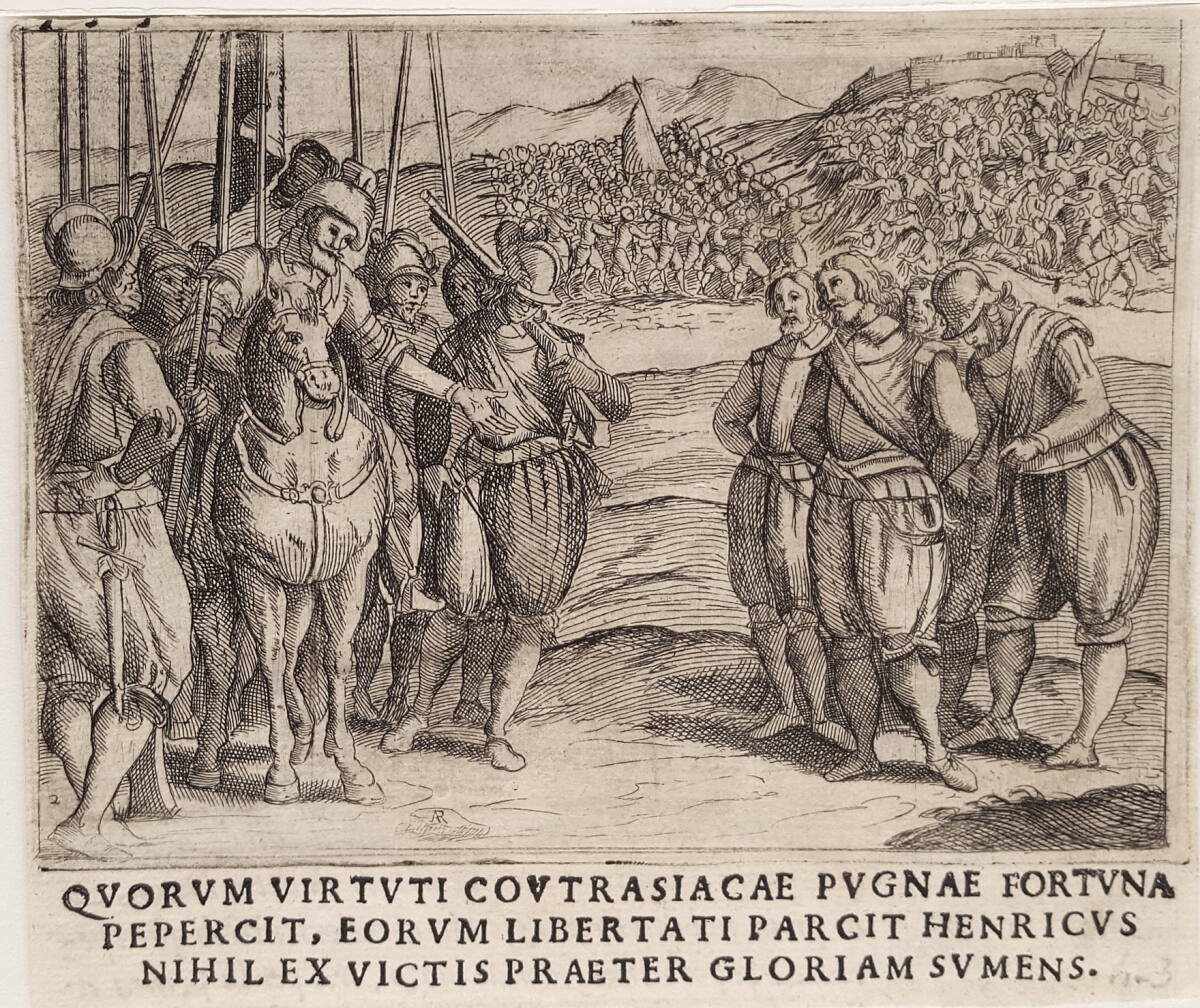 Szene aus dem Leben des Königs Heinrich IV. von Frankreich [= Giraldi, Esequie d'Arrigo quarto ..., Textbild 2], AloisioRosaccio, 1610
