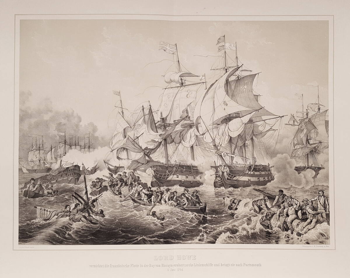 Seeschlacht zwischen Engländern und Franzosen im Atlantik am 1. Juni 1794 ("Glorious First of June"), EduardSieger