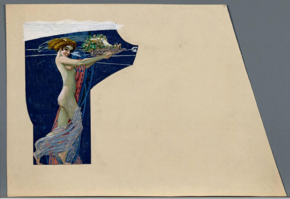 Sergius Hruby, Weibliche Gestalt auf blauem Grund, Inv. Nr.: 40212