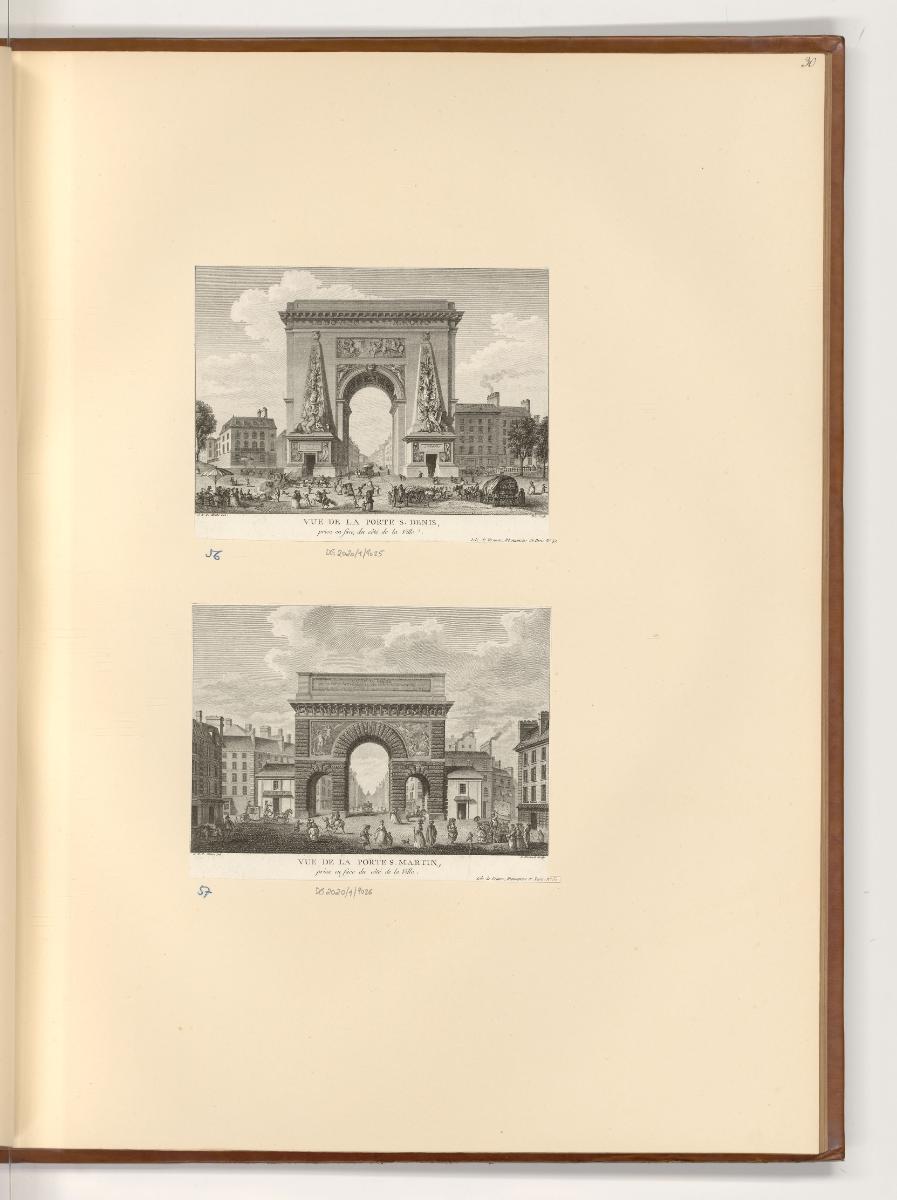 Ansichten von Frankreich, Vue de la Porte S. Denis; Vue de la Porte S. Martin, Inv. Nr.: Frankr…