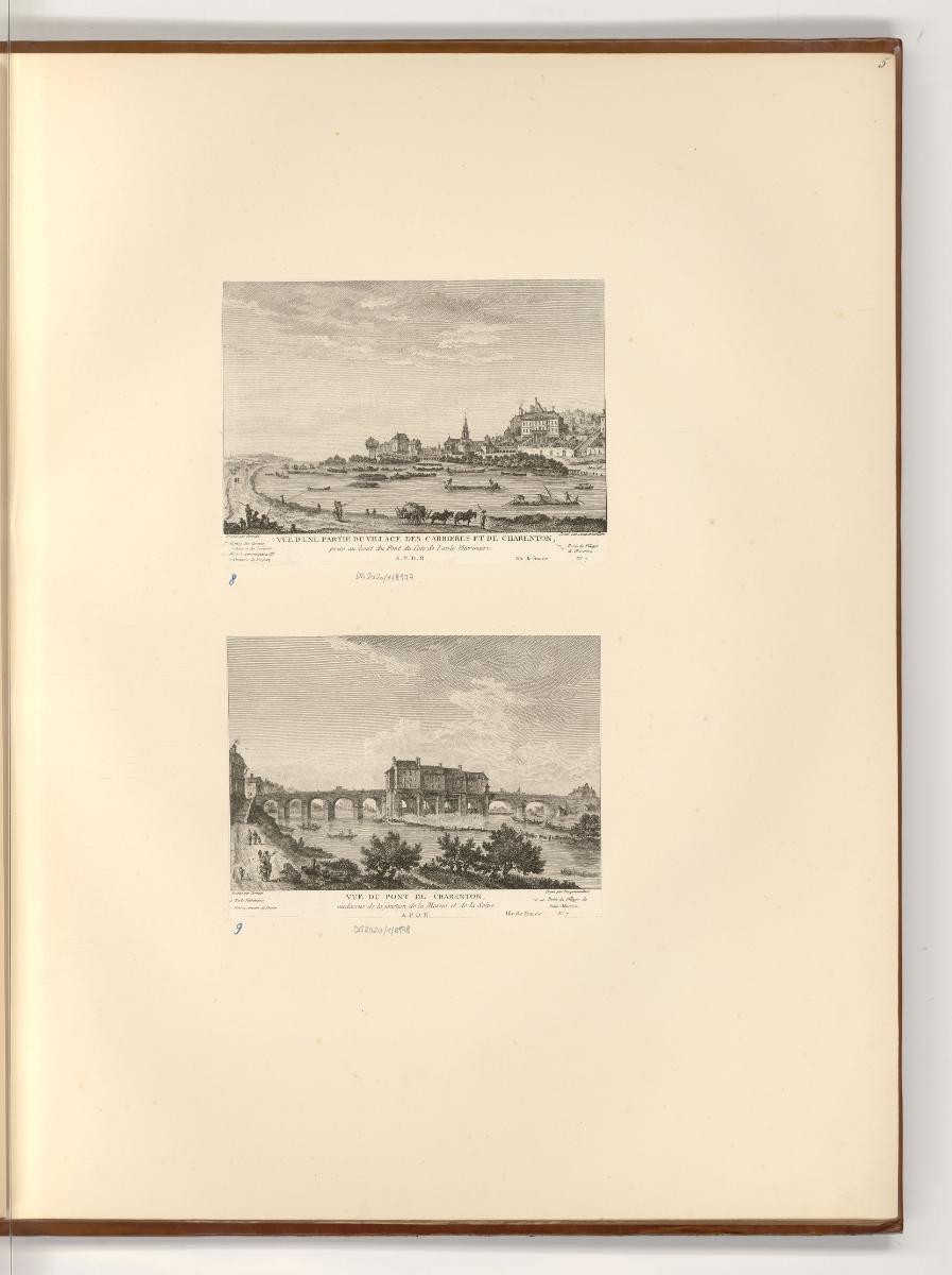 Ansichten von Frankreich, Vue d'une partie du village des Carrueres et de Charenton; Vue du pon…