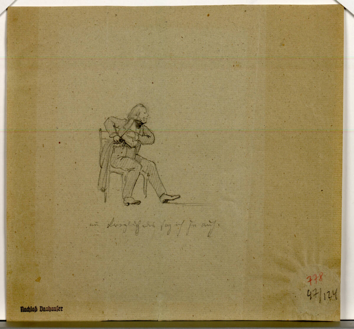 Die Figur des Hauslehrers (?) sitzend, Josef Danhauser