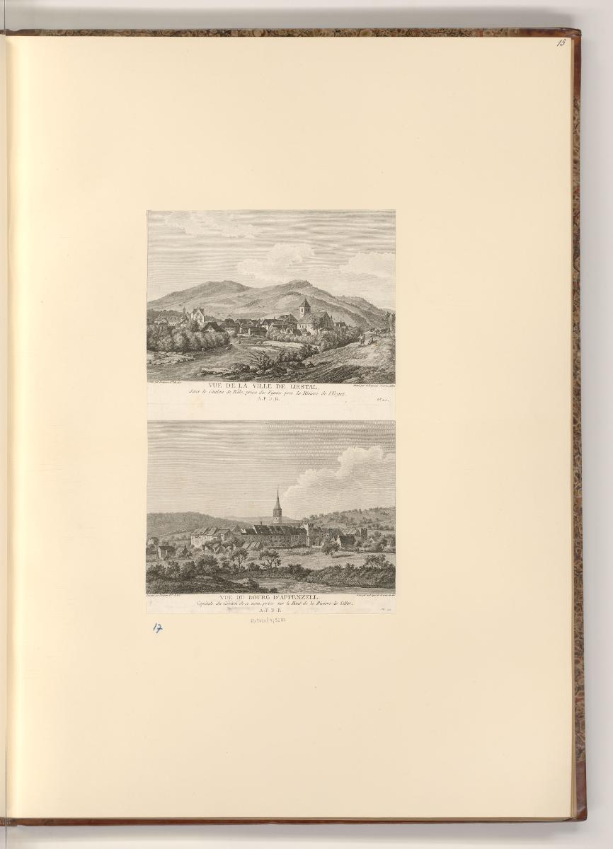 Ansichten der Schweiz, Vue de la Ville de Liestal; Vue du Bourg d'Appenzell, Inv. Nr.: Frankrei…