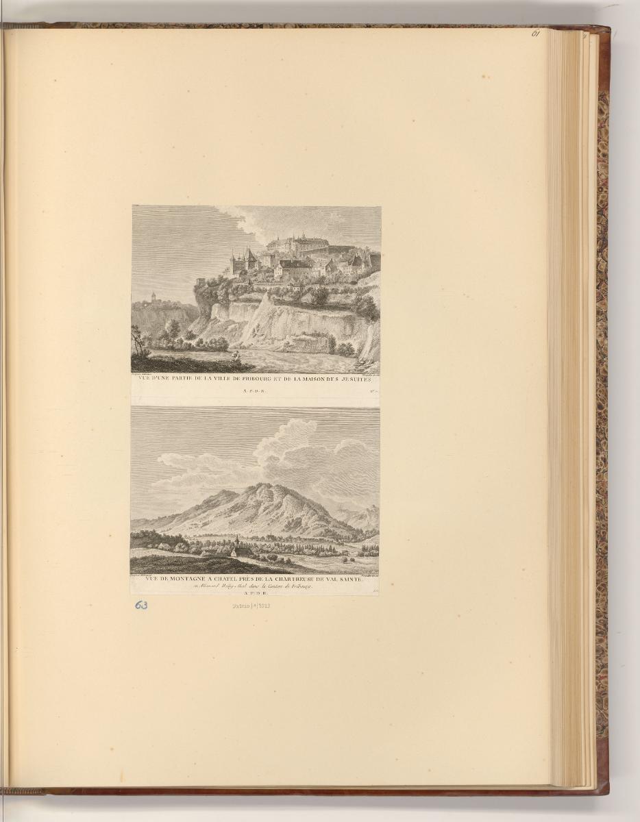 Ansichten der Schweiz, Vue d'une partie de la ville de Fribourg et de la Maison des Jesuites; V…