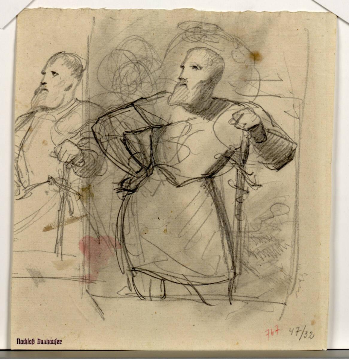 Josef Danhauser, Zwei Soldaten (?) sich auf ein Schwert stützend, Inv. Nr.: 40348