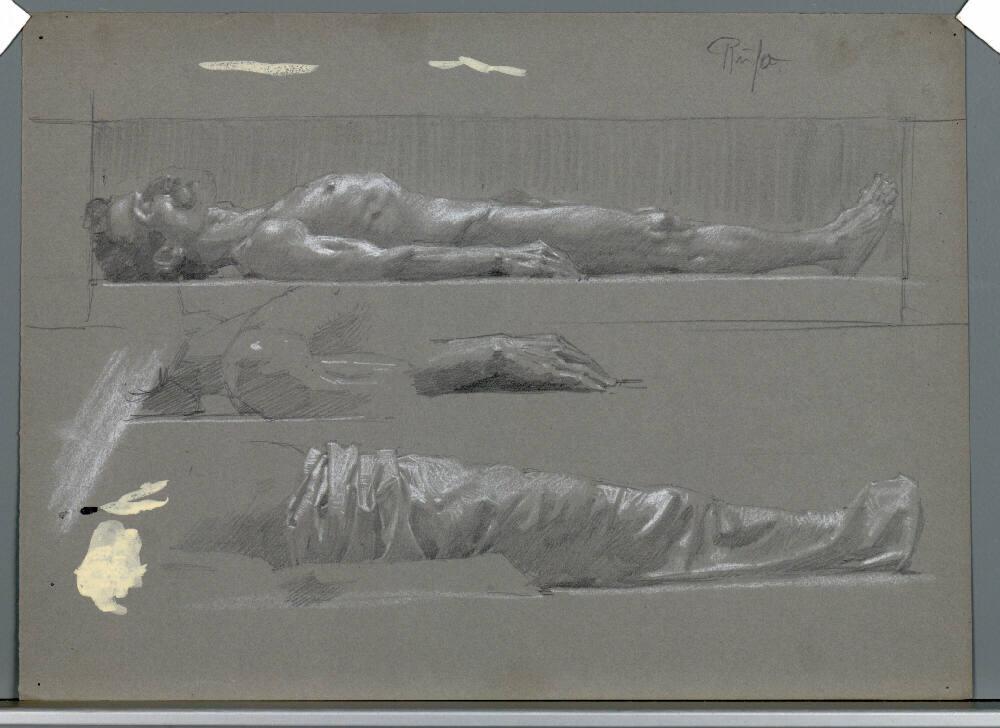 Alexander Rothaug, Liegender, Hand- und Beinstudie, Inv. Nr.: 40670