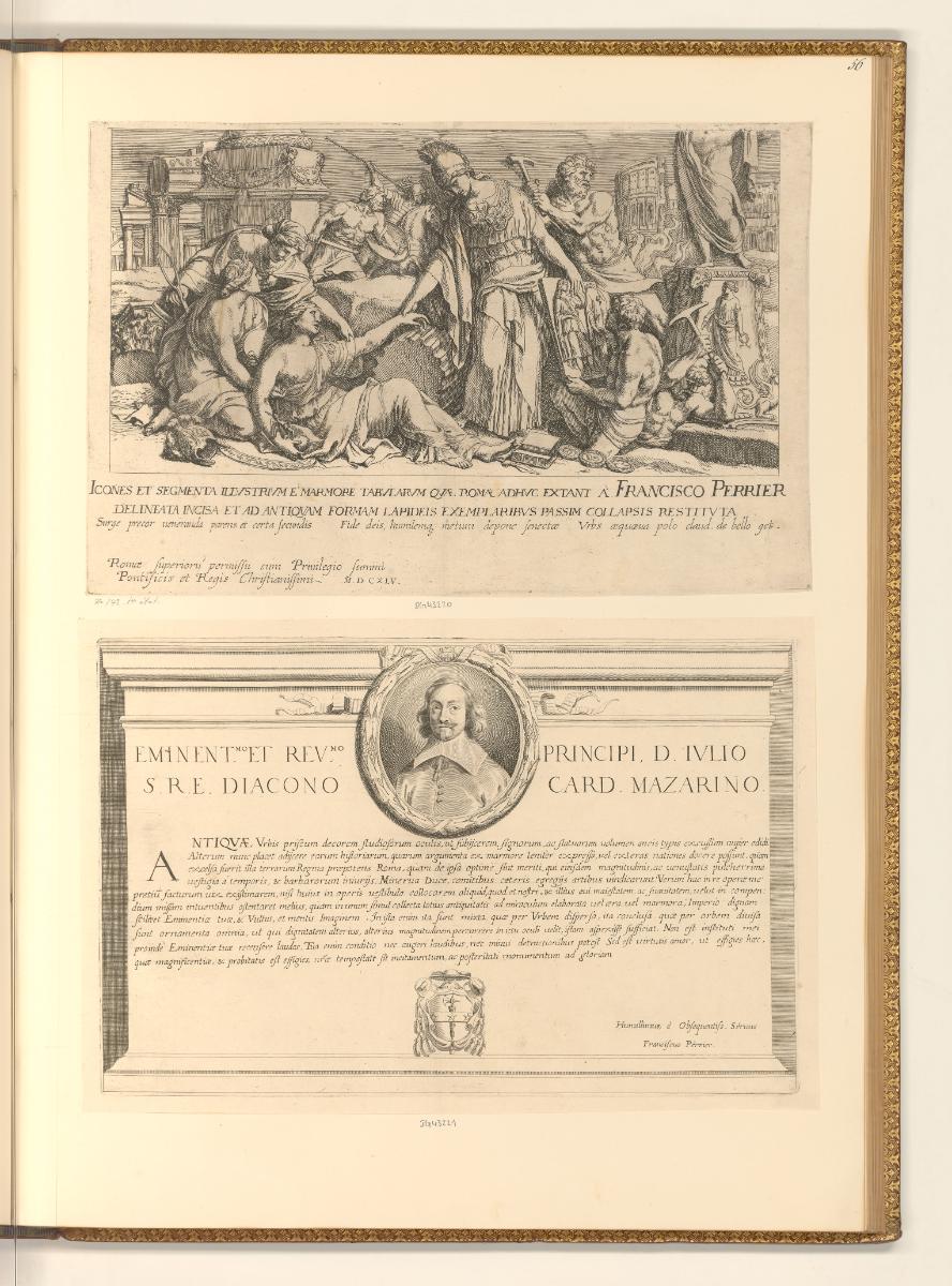 Radierungen von François Perrier, Frontispiz; Widmung an Kardinal Jules Mazarin, Inv. Nr.: Fran…