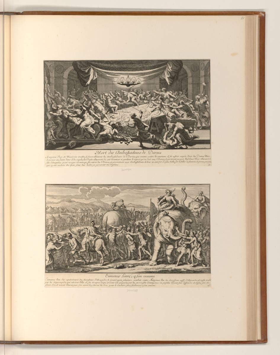 Nic. Cochin; Fr. Chauveau, Mort des Ambassadeurs de Darius; Eumenes Livré a son ennemi, Inv. Nr…