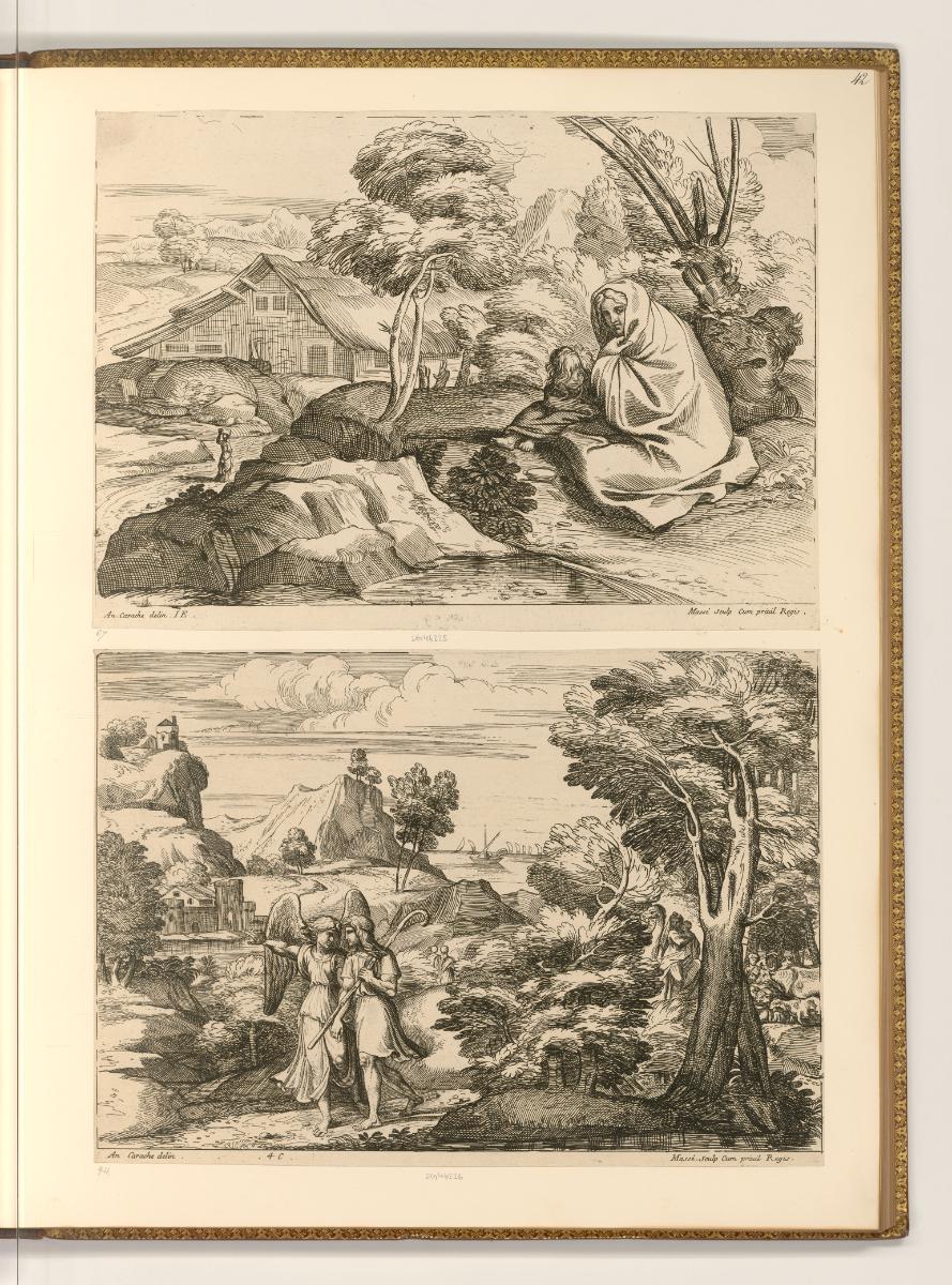 Jean Pesne; Charles Macé, Landschaft mit Frau und einem Jungen; Tobias und der Engel, Inv. Nr.:…