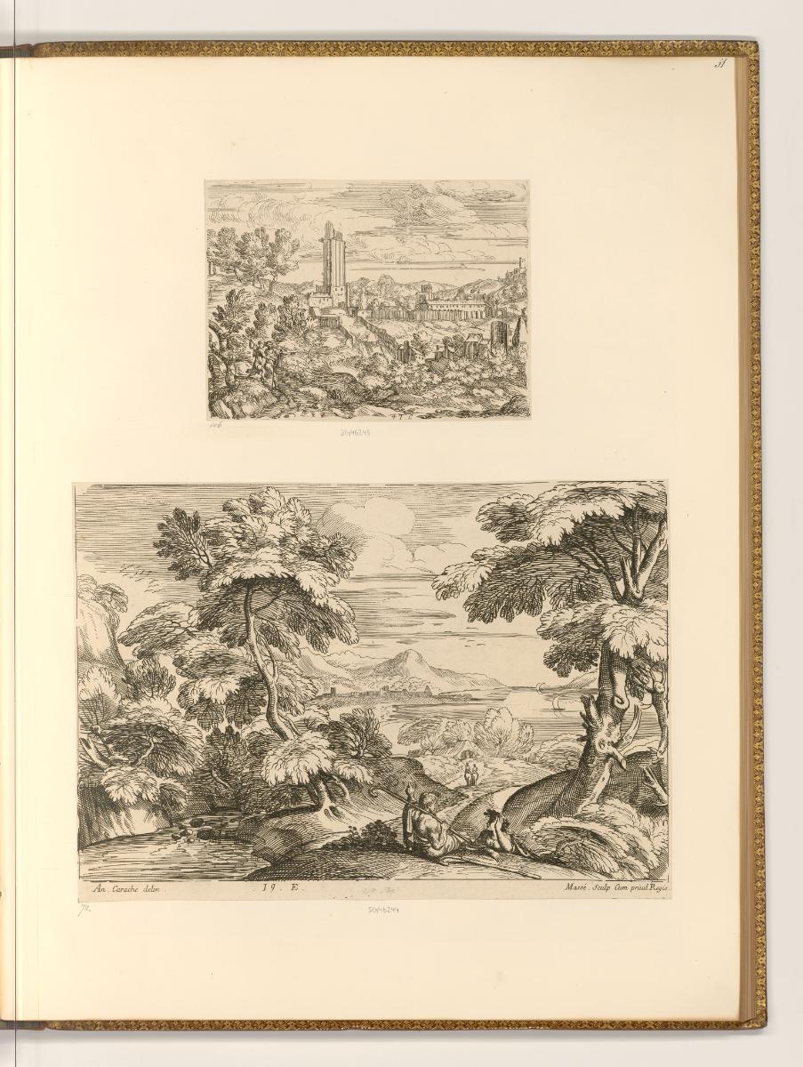 Jean Pesne; Charles Macé, Landschaft mit Turmruine; Landschaft mit Hirten, Inv. Nr.: Frankreich…