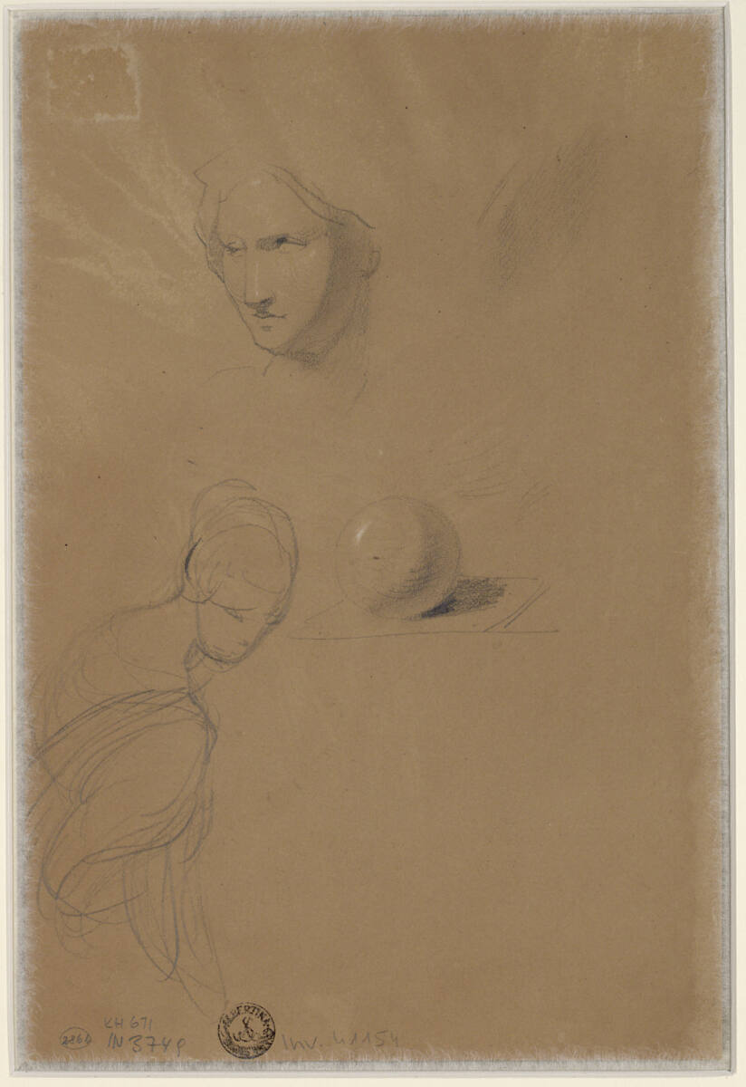 Drei verschiedene Studien: Kopf, Figur, Kugel, Josef Danhauser