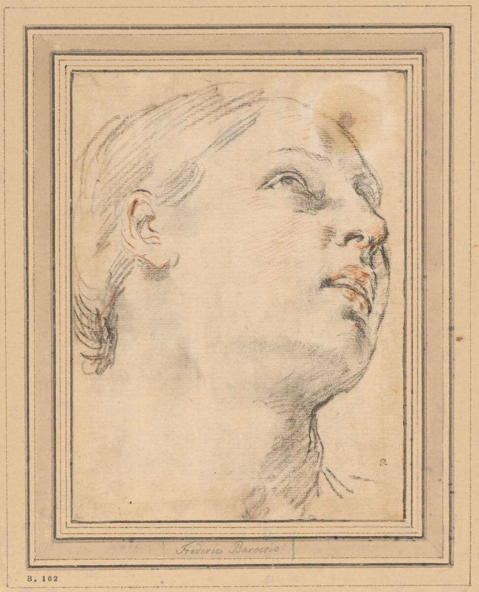 Mädchenkopf nach rechts mit erhobenem Blick, Guido Reni