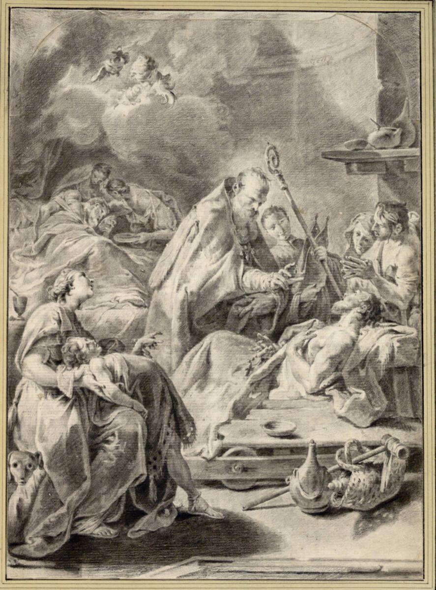Anonym, Ein heiliger Bischof besucht Kranke im Spital, Inv. Nr.: 1804
