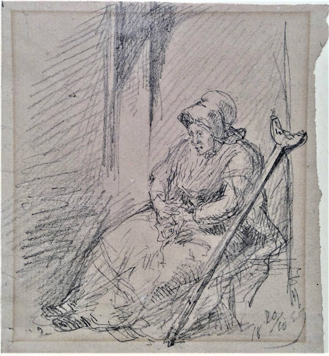 Alte Frau mit Krücke, Cecil van Haanen