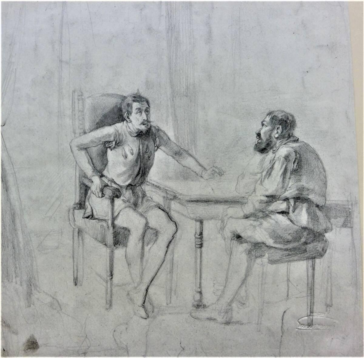 Cecil van Haanen, Zwei Männer an einem Tisch, Inv. Nr.: 32028r