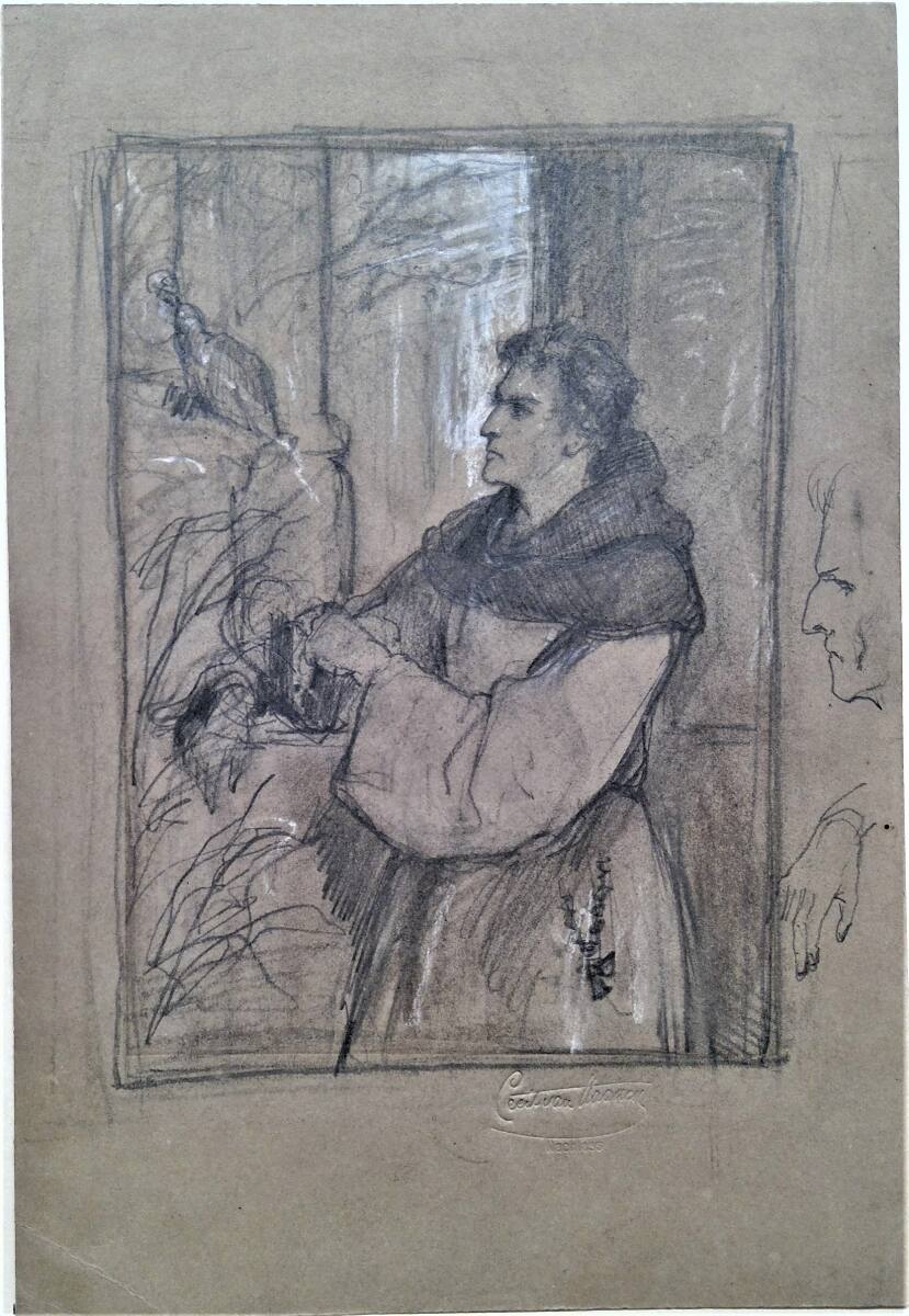 Mönch mit Vogel, Cecil van Haanen