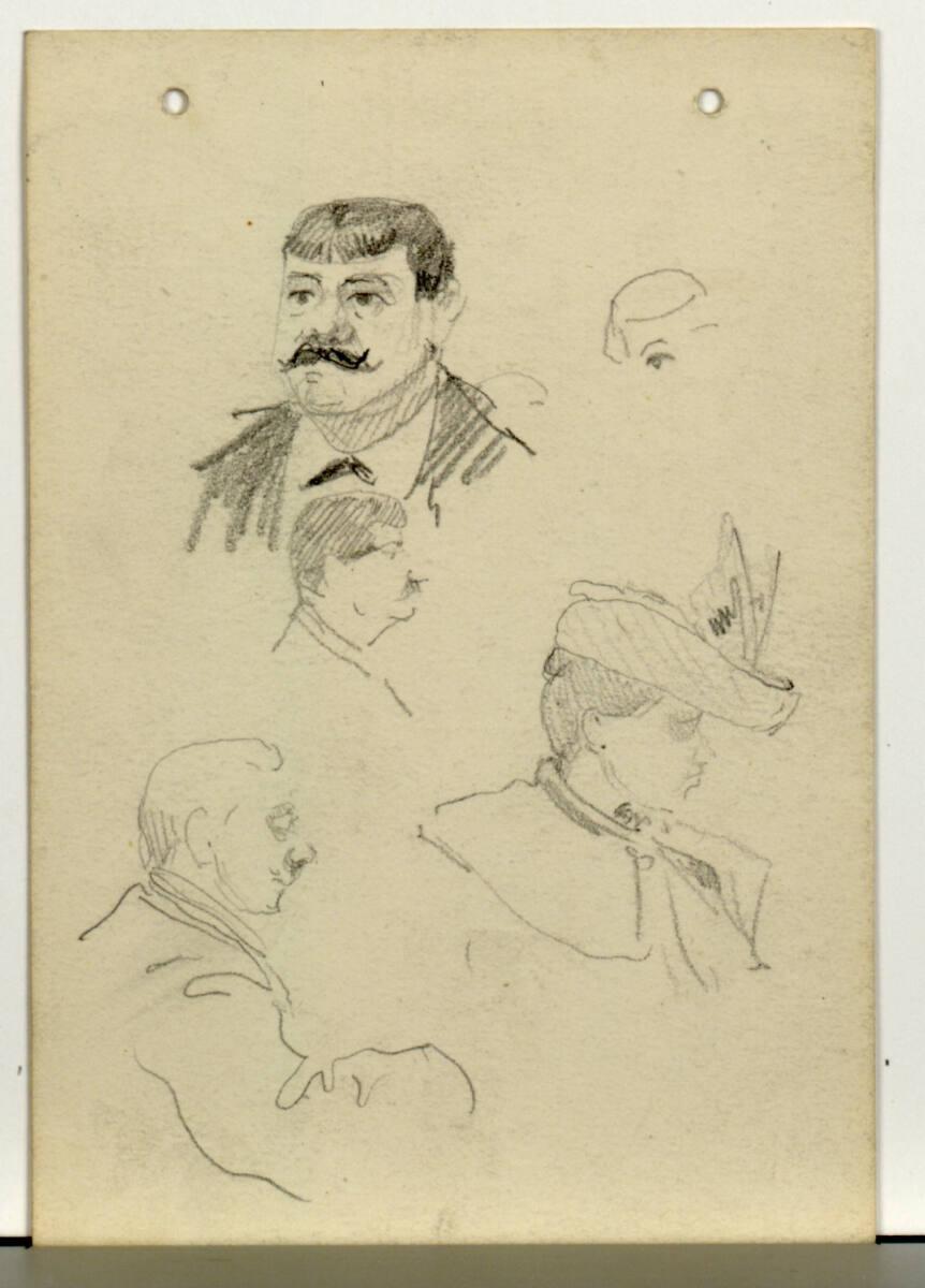 Josef Engelhart, Fünf unterschiedliche Kopfstudien, Inv. Nr.: 41783