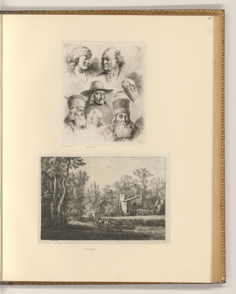 Jean Jacques Boissieu, Diverse Studien von Köpfen; Landschaft mit Bauernhaus und Herde, Inv. Nr…