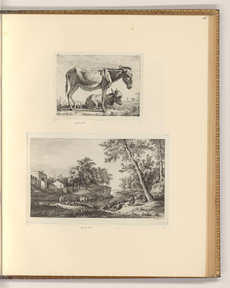 Jean Jacques Boissieu, Zwei Esel; Flusslandschaft mit Zeichner, Inv. Nr.: Frankreich nach Sekti…