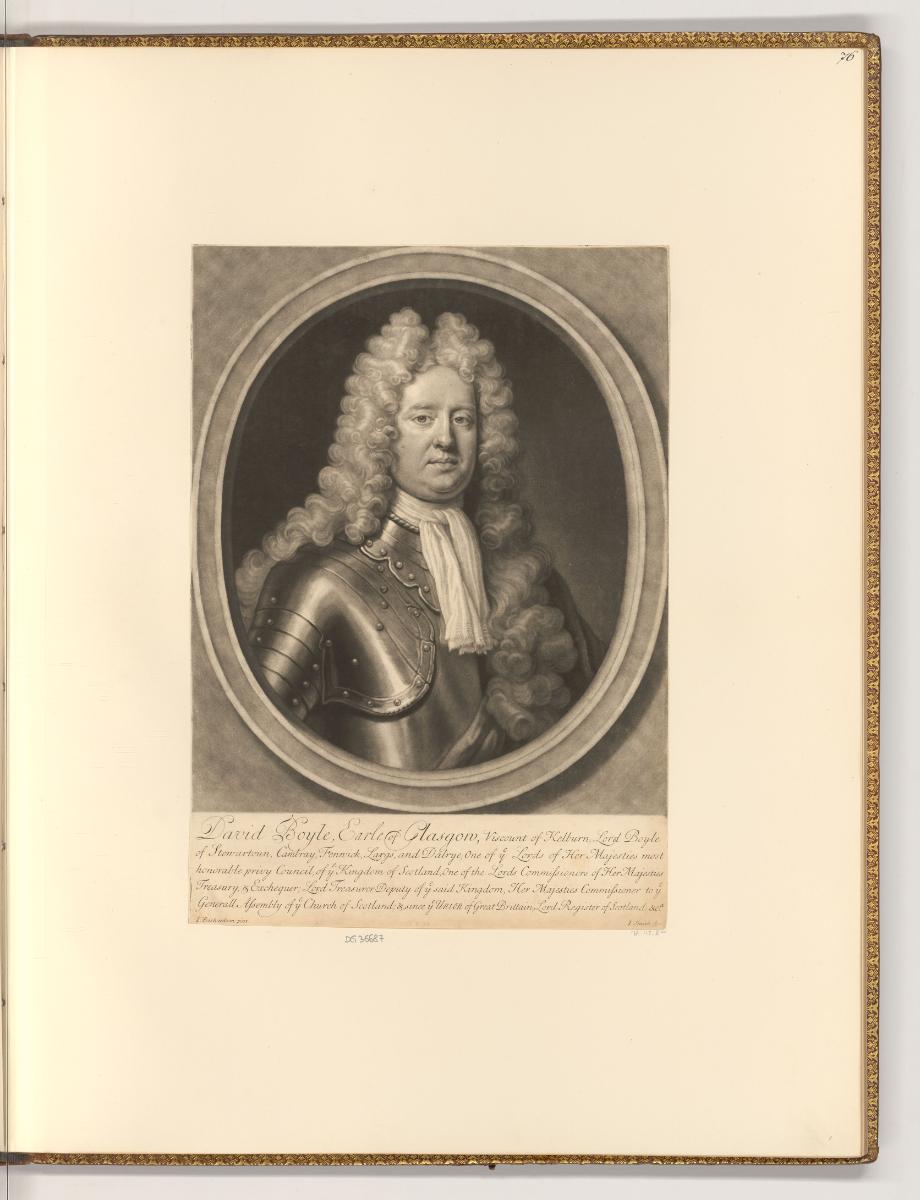 Schabblätter von John Smith, David Boyle, Earle of Glasgow, Viscount of Kelburn, Lord Boyle of …
