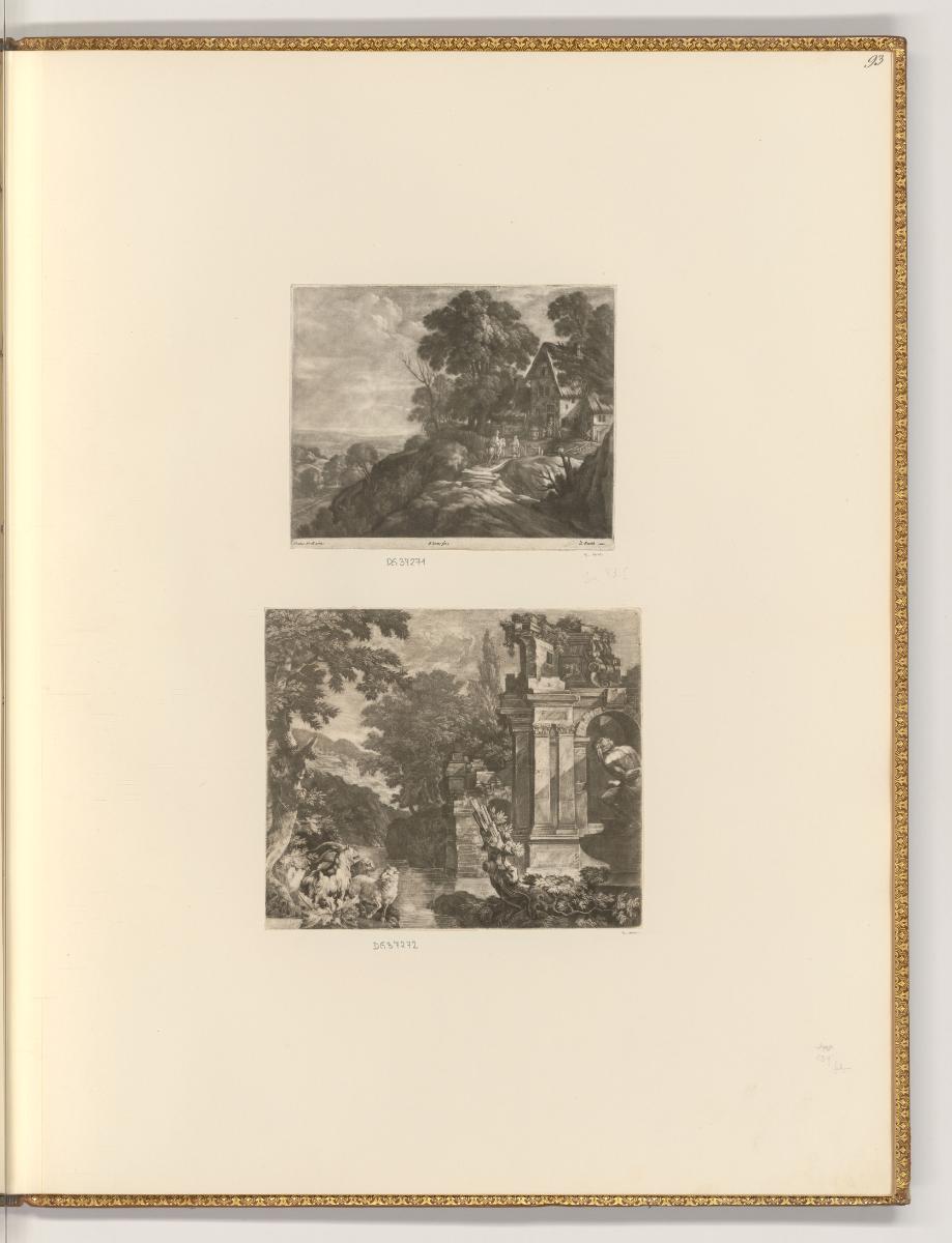 Schabblätter von John Smith, Landschaft mit Bauernhaus; Landschaft mit Ruine, Inv. Nr.: England…