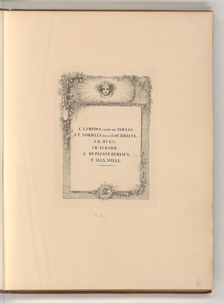 C. Campion comte de Tersan; J. P. Norblin de la Gourdaine; J. B. Huet; Ch. Echard; J. Duplessy-…