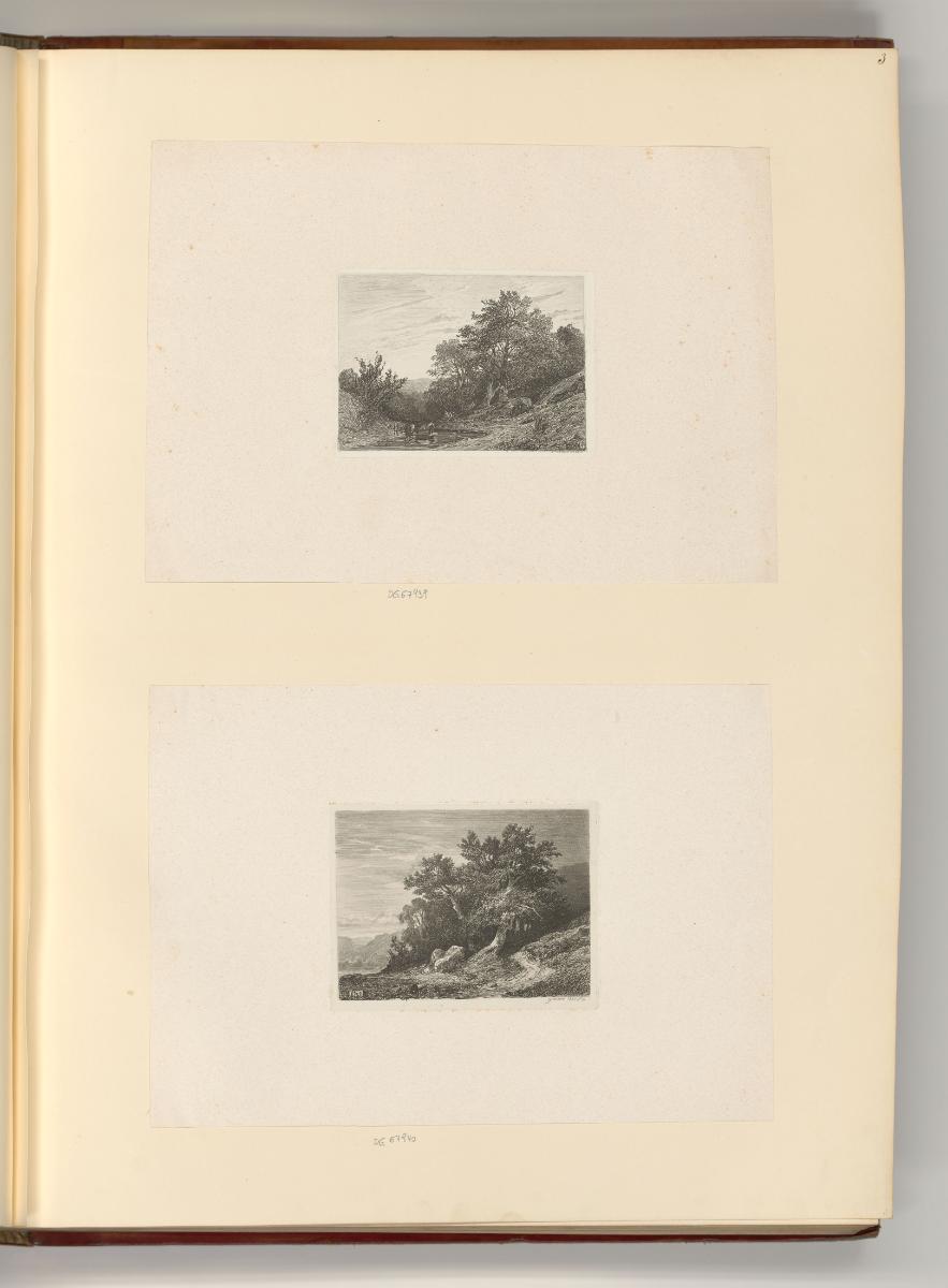 Alexandre Calame; Charles Emile Jacque; Honoré Daumier, Landschaft mit Kühen in Wasser stehend;…
