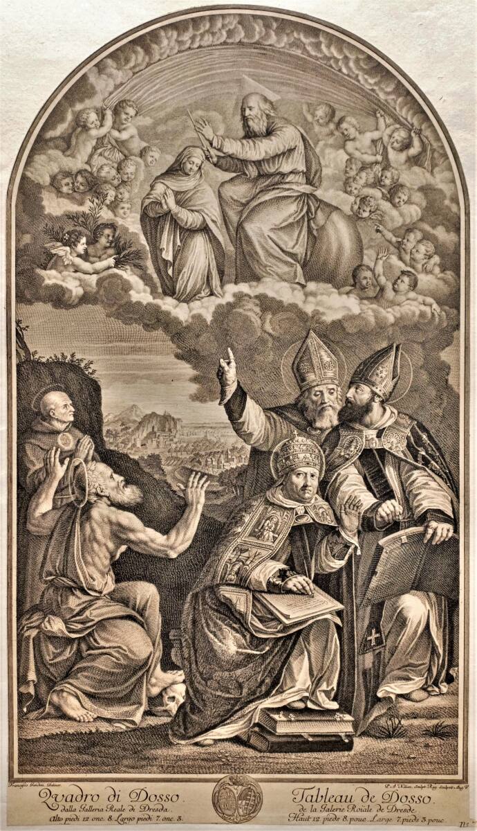 Disputation der Immaculata Conceptio mit den vier Kirchenvätern (Gregor der Große, Hieronymus Augustinus von Hippo und Ambrosius von Mailand) und dem hl. Bernhardin, PhilippAndreasKilian