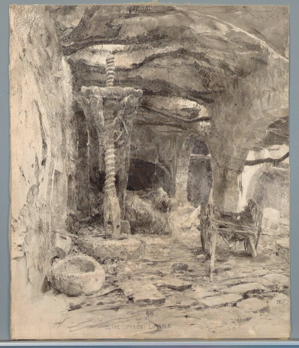 Gewölbe mit Weinpresse und Karren (Elche Spanien), Ludwig Rösch