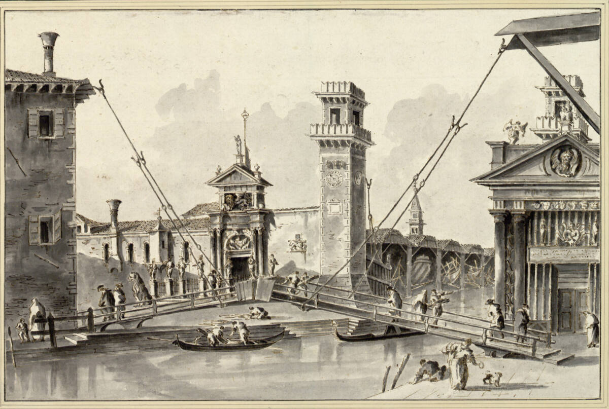 Zugbrücke vor dem Eingang in das Arsenal von Venedig, Giacomo Guardi