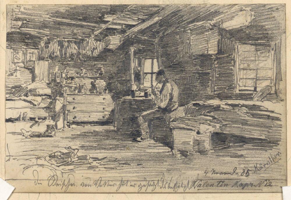Ludwig Rösch, Zimmeransicht mit Sitzendem, Inv. Nr.: 42940