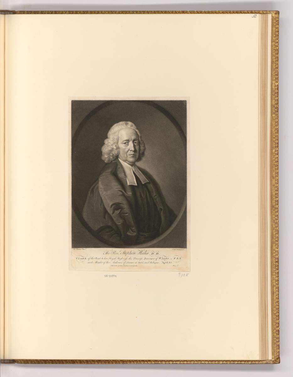 Schabblätter von James McArdell, The Revd Stephen Hales D.D., Inv. Nr.: England nach Sektionen …