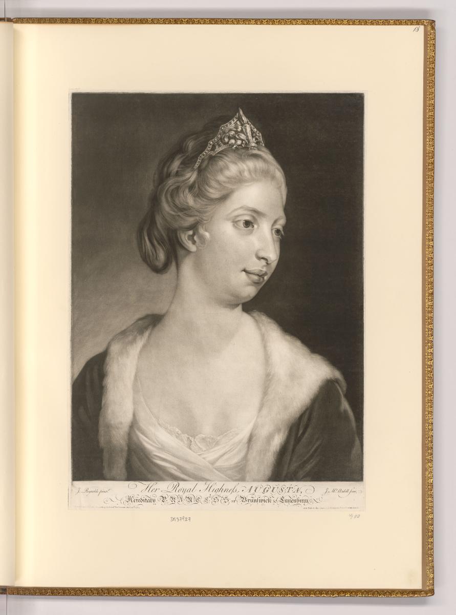 Schabblätter von James McArdell, Her Royal Highness Augusta, Hereditary Princess of Brunswick &…