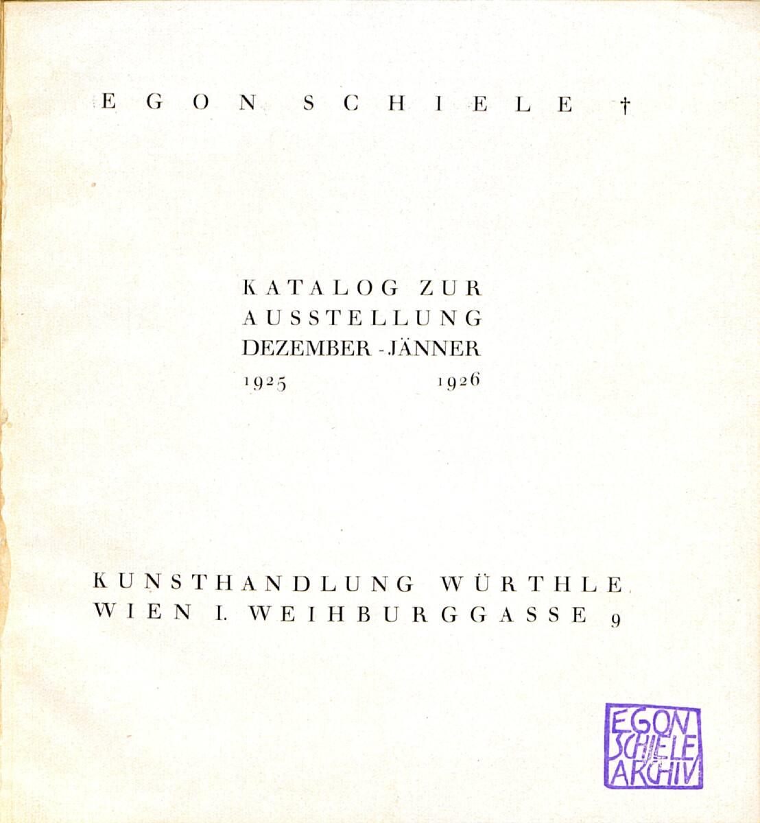Egon Schiele Ausstellungskatalog der Galerie Würthle 1925/26, Inv. Nr.: ESA1058/2