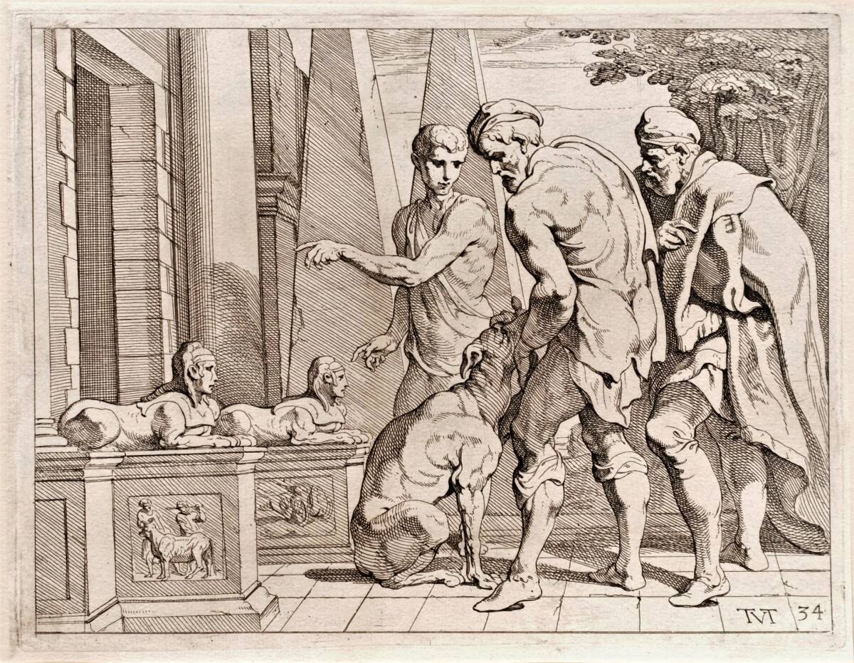 Odysseus wird von seinem Hund Argos erkannt