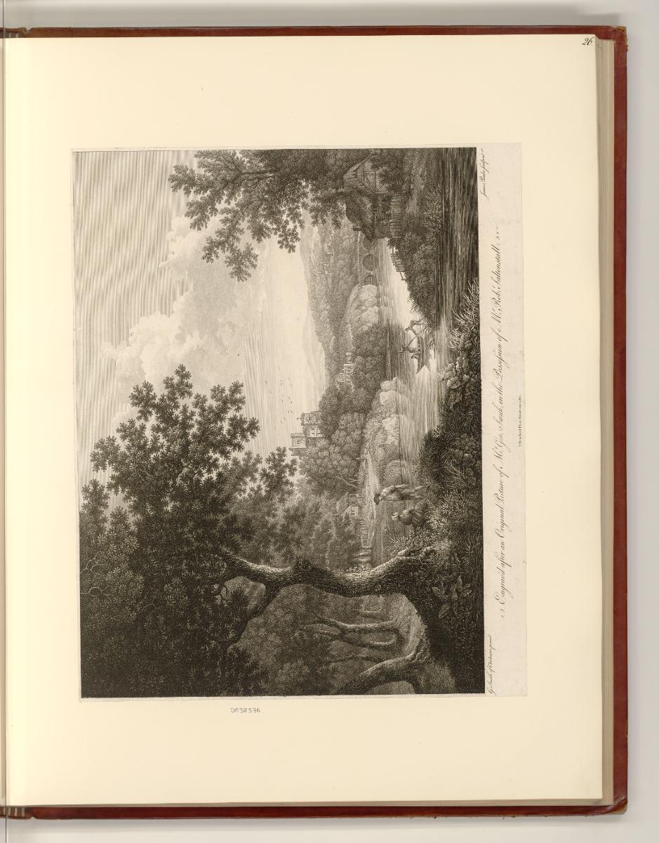 Britische Druckgrafiken des 18. Jahrhunderts, Flusslandschaft mit jungem Paar und kleinem Boot,…