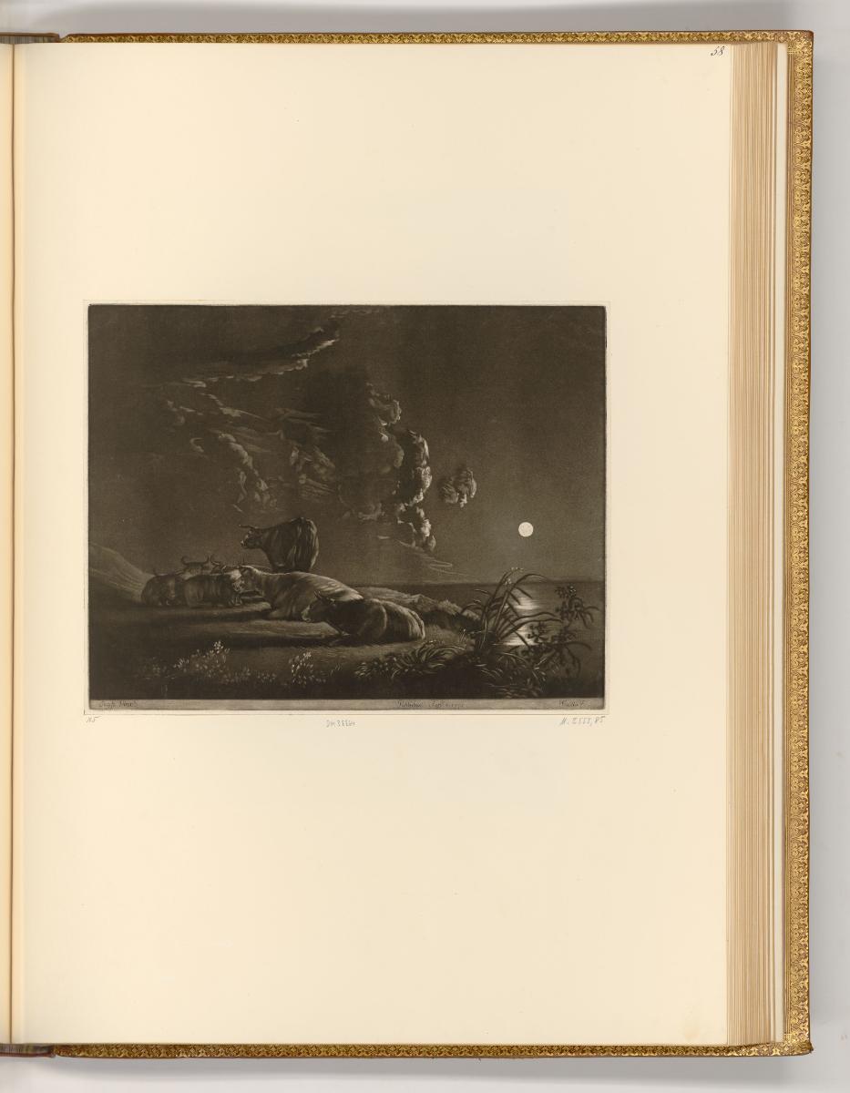 Druckgrafiken von William Baillie, Landschaft mit Kuhherde bei Mondlicht, Inv. Nr.: England nac…