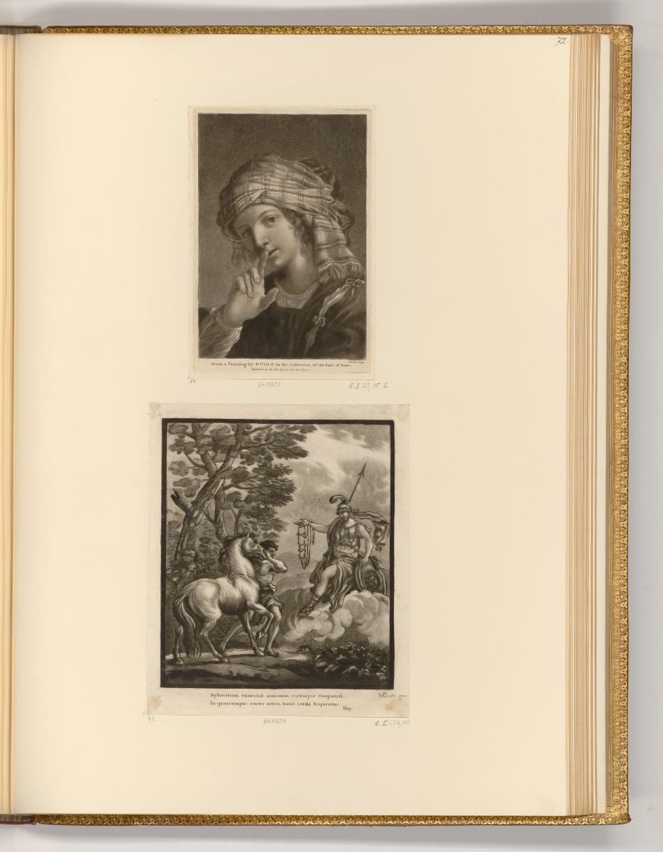 Druckgrafiken von William Baillie, Porträt einer jungen Frau; Athene mit Rossbändiger, Inv. Nr.…