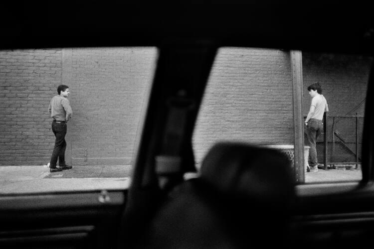 Joseph Rodriguez, 14th Street & West Side Highway, behind the Anvil a gay club, two guys conver…