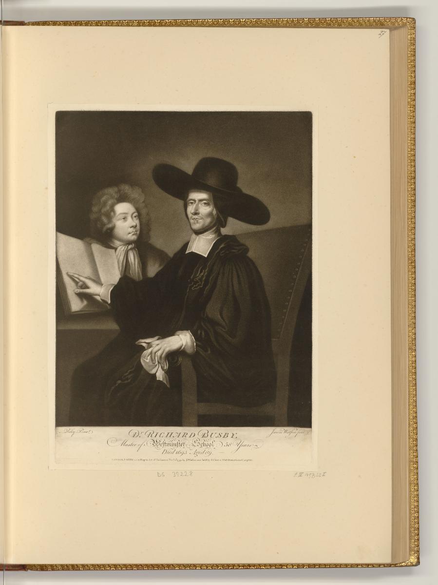 Schabblätter von James und Thomas Watson, Porträt D. Richard Busby, Inv. Nr.: England nach Sekt…